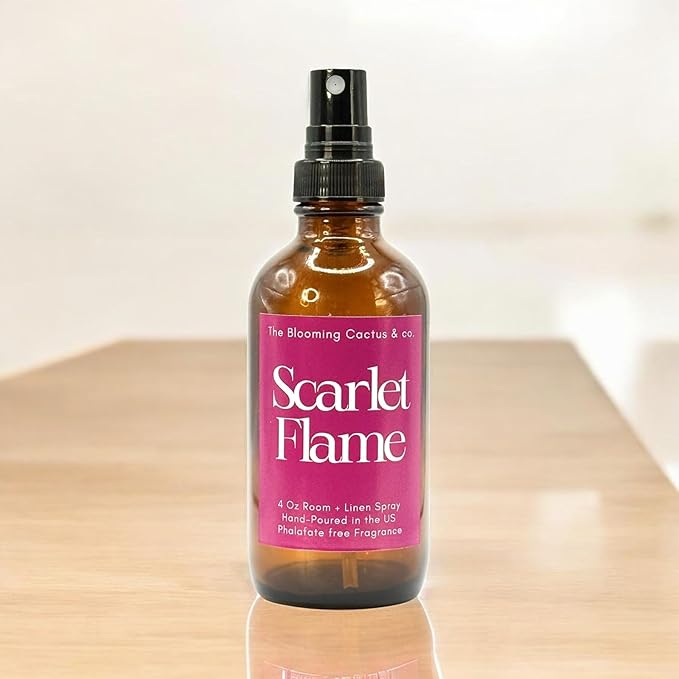 The Blooming Cactus & Co. Home | Linen | Room Spray - Air Freshener - Odor Eliminator - Car Air Freshener - Fabric Refresher - Mist Hand Poured - Made in USA – (Scarlet Flame)