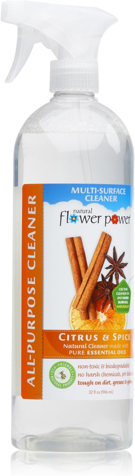 All-Purpose Cleaner Concentrate - Makes 32 Fl Oz Just Add Water - Multi-Surface Cleaning Spray, Non-Toxic, No Harsh Fumes or Chemicals, Child & Pet Safe - Citrus & Spice