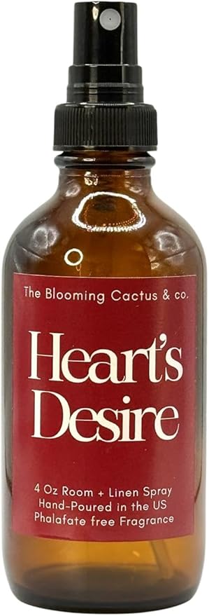 The Blooming Cactus & Co. Home | Linen | Room Spray - Air Freshener - Odor Eliminator - Car Air Freshener - Fabric Refresher - Mist Hand Poured - Made in USA – (Heart's Desire)