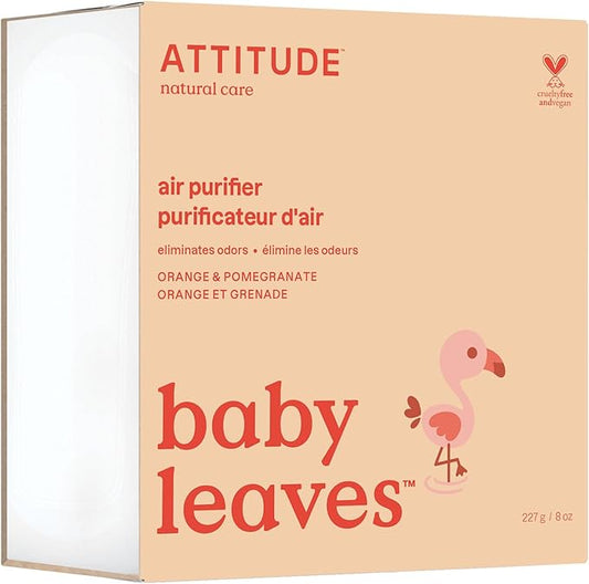 ATTITUDE Baby Air Purifier, Activated Carbon Freshener, Plant and Mineral-Based, Vegan, Orange and Pomegranate, 8 Ounces