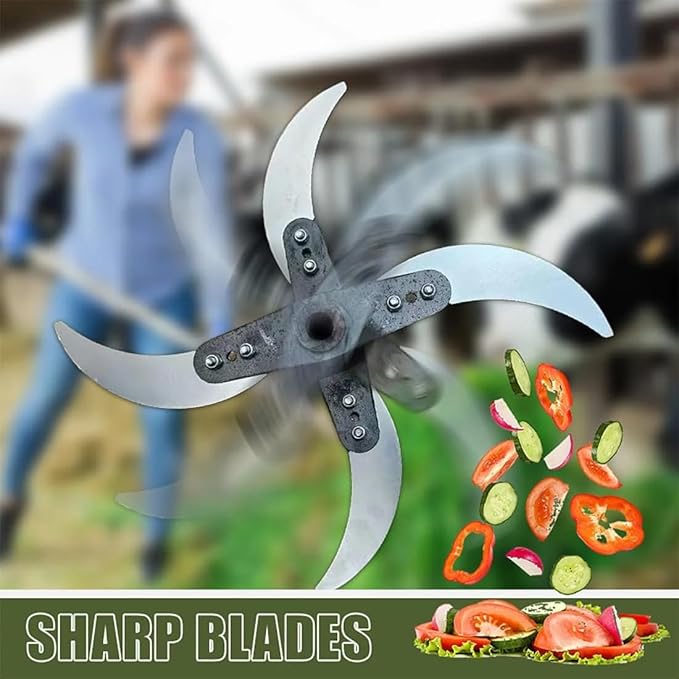 Household Farming Grass Shredder Knife Blades Kit - 10mm Hole & 4 Stainless Steel Blades, Adjustable Replacement Cutter for Livestock Feed (Pigs/Chickens) & Composting Vegetable Waste (4-blades)