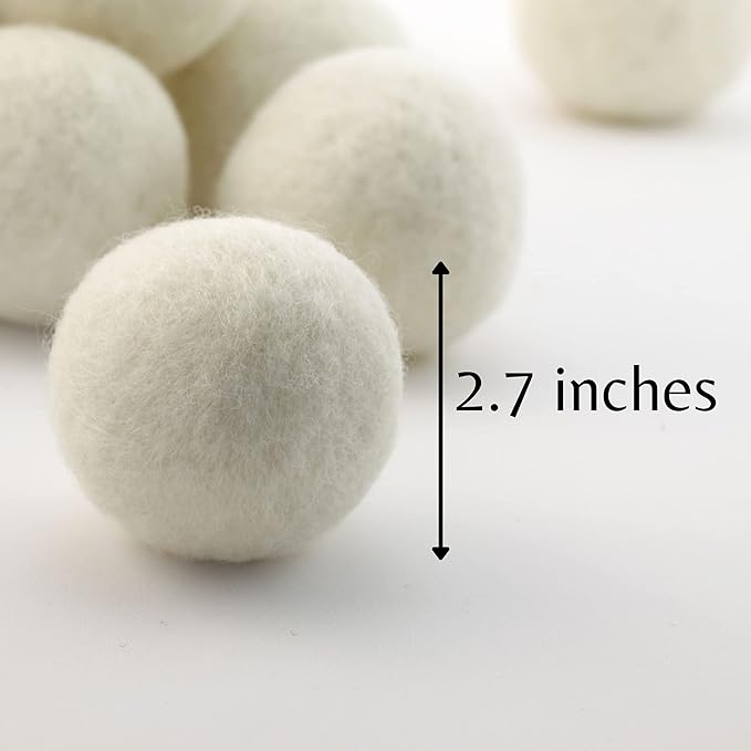 Woolbuddy Felt Balls – 12pcs Assorted Size Wool Pom Poms (3", 2.7", 2") with Drawstring Bag – White Felt Balls for Crafts, DIY Garland, Christmas Ornaments, Needle Felting Projects