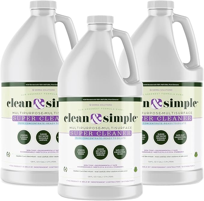 clean & simple™ SUPER CLEANER - Concentrated All-Purpose, Multi-Surface Cleaner, Non-Toxic, Biodegradable