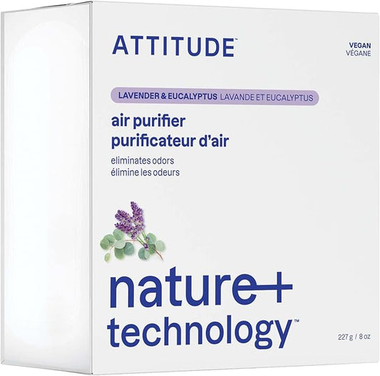 ATTITUDE Odor Eliminator with Activated Carbon, Plant-Based Air Purifier, Vegan, Lavender & Eucalyptus Scent, 8 Ounces