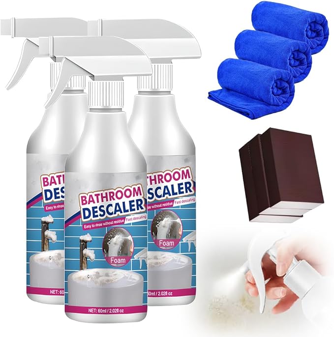 Bathroom Descaler Foam Cleaner, 2025 Upgrade Multipurpose Stubborn Stains Cleaner for Shower Room Glass Sink Toilet 100ml (3)