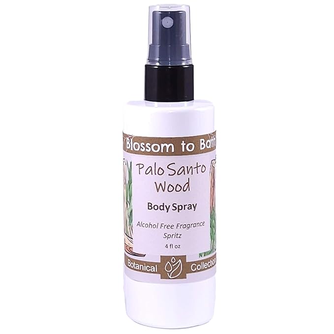 Blossom to Bath Palo Santo Wood Body Spray (4 Ounce) - Natural Fragrance - Energizes Skin with a Spa Inspired Herbal Scent
