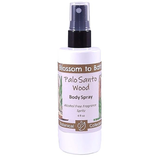 Blossom to Bath Palo Santo Wood Body Spray (4 Ounce) - Natural Fragrance - Energizes Skin with a Spa Inspired Herbal Scent