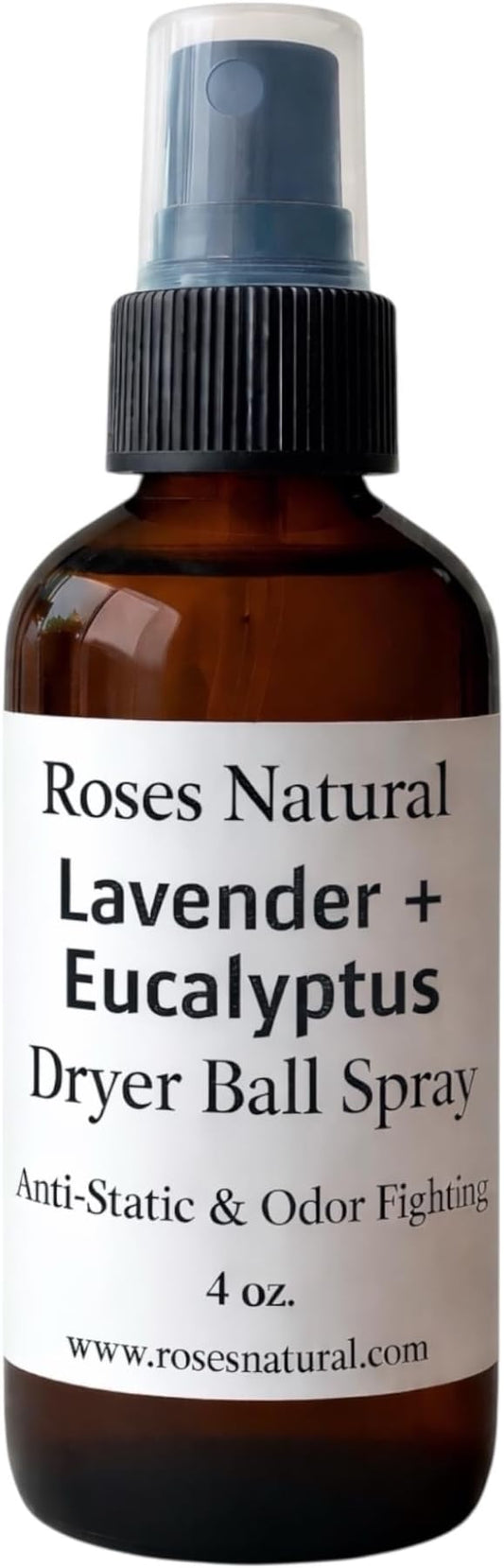 Natural Dryer Ball Spray, 4 oz, Patchouli, Lavender,Essential Oil Laundry Refresher, Fabric Freshener for Clothes, Linens & Wool, Anti-Static & Odor Neutralizer, Made in the USA (Lavender Eucalyptus)