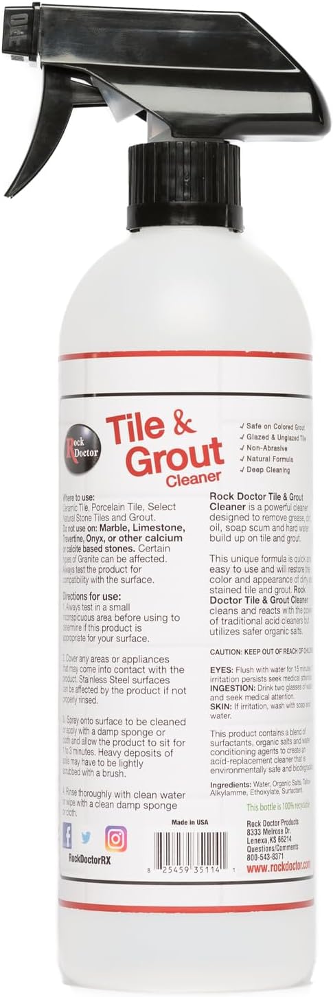 Rock Doctor Natural Tile and Grout Cleaner, Remove Stains Dirt, Oil, and Soap Scum, Heavy Duty Non-Abrasive Tile Cleaner, Natural Formula, 1 Pack