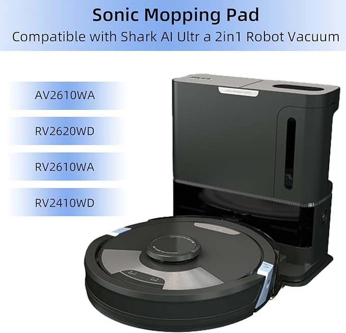 6 Pack Mop Pad for Shark AV2610WA / RV2620WD / RV2610WA / RV2410WD Robot Vacuum, Microfiber Sonic Mopping Pad Replacement Accessory