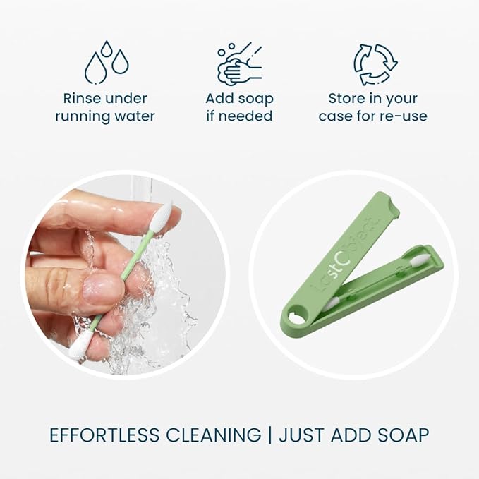 Reusable Cotton Swabs for Gentle and Eco-Friendly Beauty Routines - The Sustainable Alternative to Single-Use Q Tips - Zero Waste and Easy to Clean - Comes with a Convenient Travel Case Holder