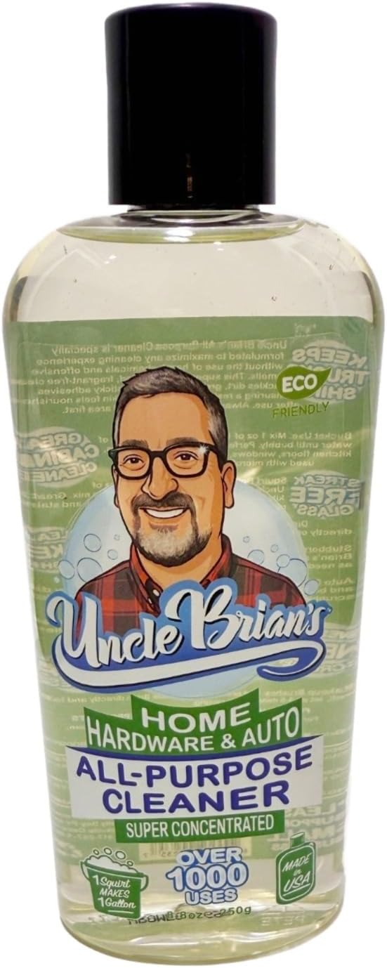 Uncle Brian's All-Purpose Cleaner Home, Hardware & Auto | Super Concentrated 1 Squirt-Per Gallon Formula | Over 1000 Uses | Multi-Surface Cleaner for Kitchen, Cabinets, Floors & More (8.8 oz)