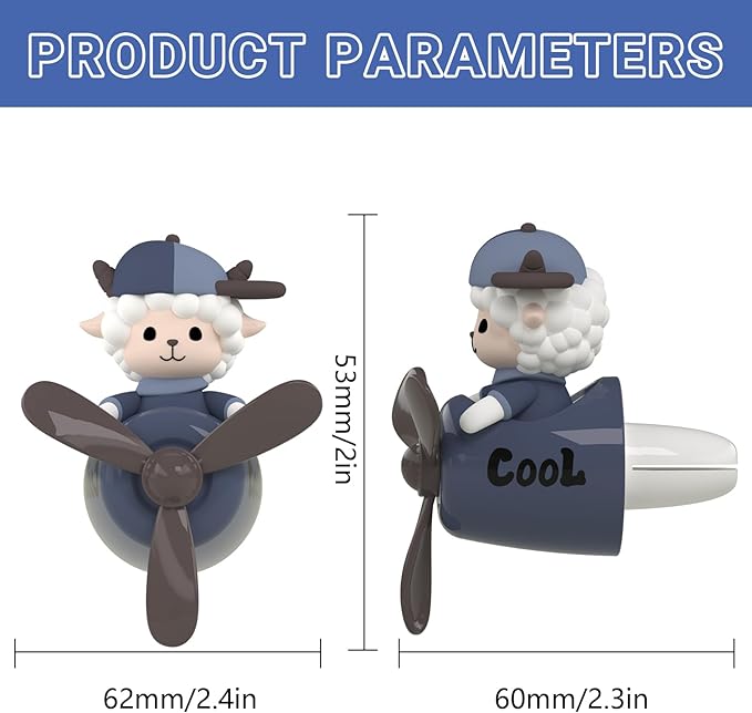 Pilot Car Air Freshener, Cute Dog Car Vent Clip Air Freshener with 4 Fragrant Tablets Automotive Air Outlet Fan Diffuser, Automotive Interiors Vent Decoration (Pilot Dog)