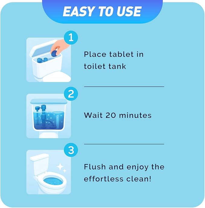 Toilet Bowl Cleaner Tablets 40 Pack, Long-Lasting Drop-in Tank Tablets with Sustained-Release Technology, Fight Tough Stains & Odors, Household & Commercial Use, Compatible with Most Toilets-Professon