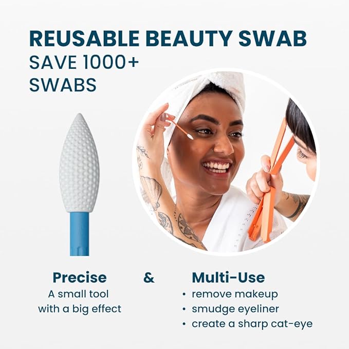 LastSwab® Reusable Cotton Swabs for Gentle and Eco-Friendly Beauty Routines - The Sustainable Alternative to Single-Use Q Tips - Zero Waste & Easy to Clean - Comes with a Convenient Travel Case Holder