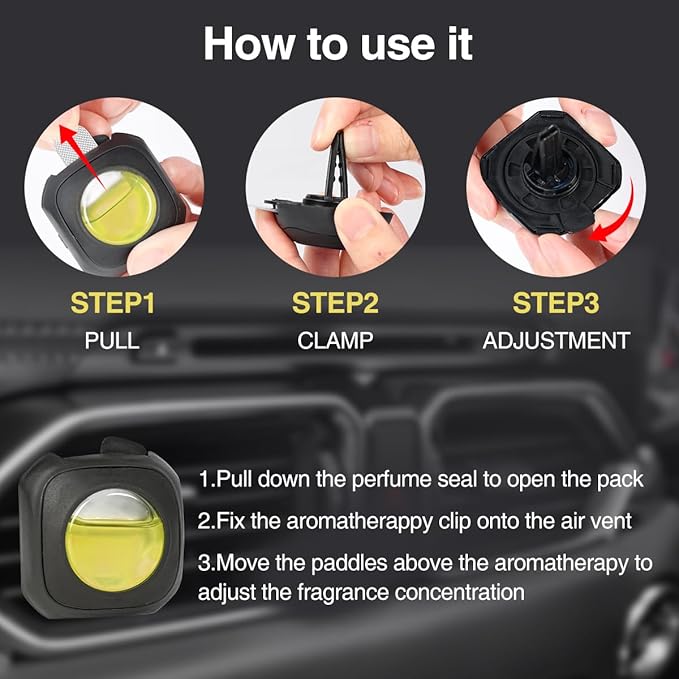 Car Air Freshener Vent Clip, Lemon Scented Car Accessories, Long Lasting for Strong Odors, Unstopables Fresh Scent, Lasting Over 180 Days, 6 Count