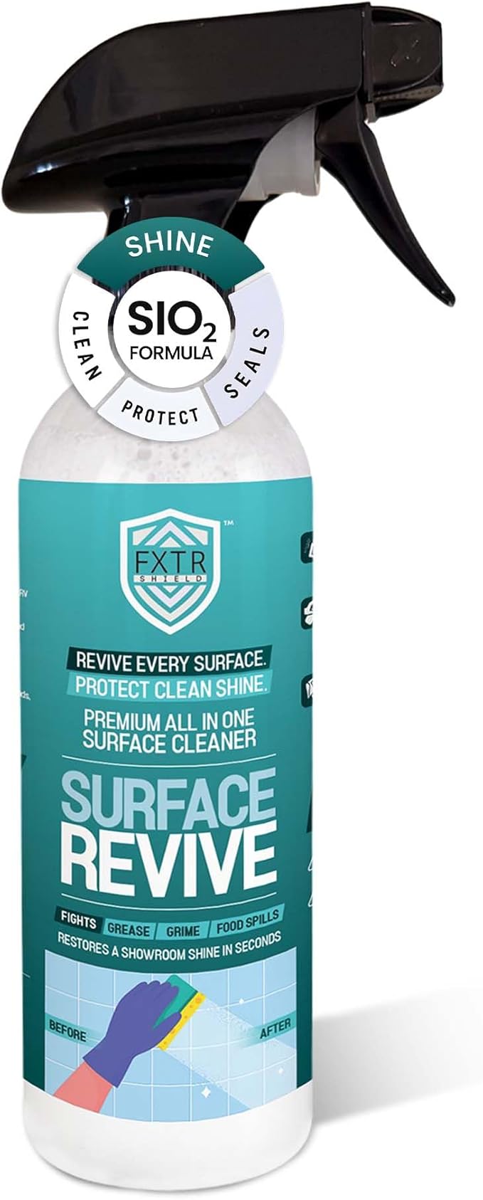 “SiO₂ Multi‑Surface Cleaner Spray for Home Cleaning – Streak‑Free Stainless Steel, Glass, Tile & Countertop Shine and Protectant – Premium All‑Purpose Cleaning Formula for Kitchens, Bathrooms
