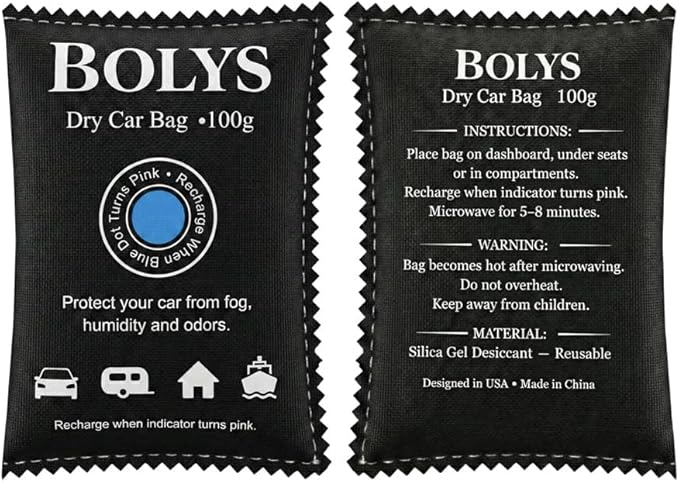 Dry Car Bag Dehumidifier – Pack of 8 (100g Each) | Reusable Silica Gel Moisture Absorber for Car Interior, Closet, RV, Boat & Home | Dehumidifying Bags for Odor & Humidity Control