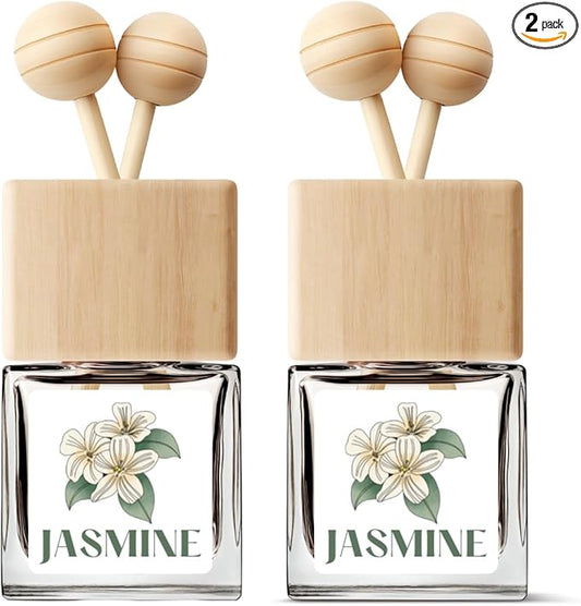 Car Air Freshener | Jasmine Scent Car Fresheners for Women & Men | Long Lasting Fragrance Car Scents | Air Diffuser with Car Vent Clip (2 Pack)