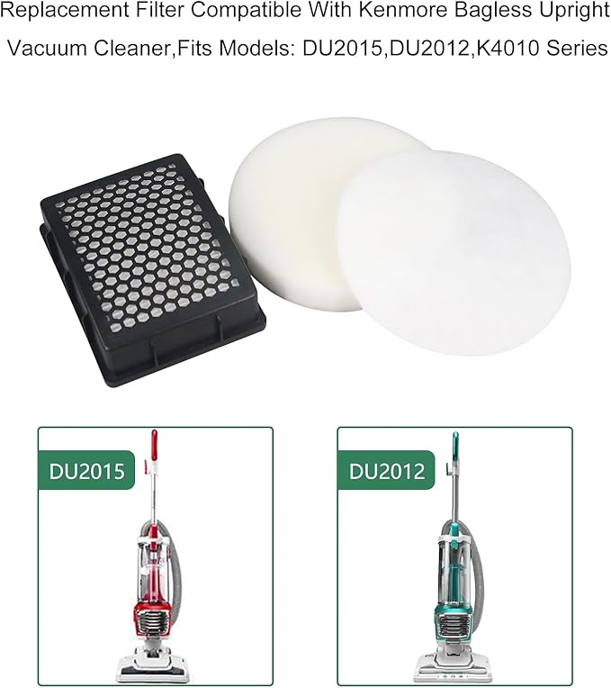 Replacement Filter Compatible with Kenmore DU2015 DU2012 K4010 Bagless Upright Vacuum (2 Hepa filter and 4 Foam filter)