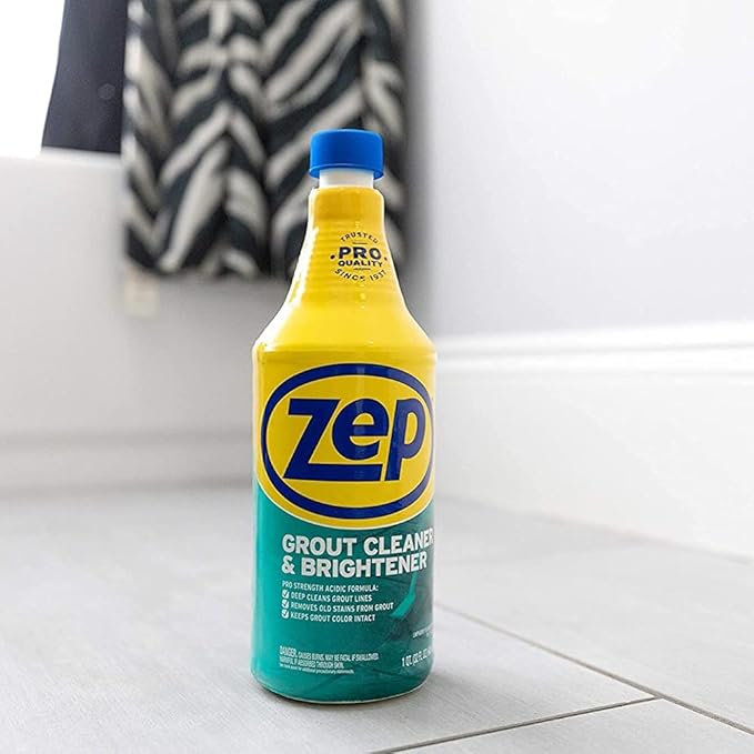 Zep Industrial Grout Cleaner and Brightener - 32 oz (Pack of 4) ZU104632 - Deep Cleaning Pro Formula