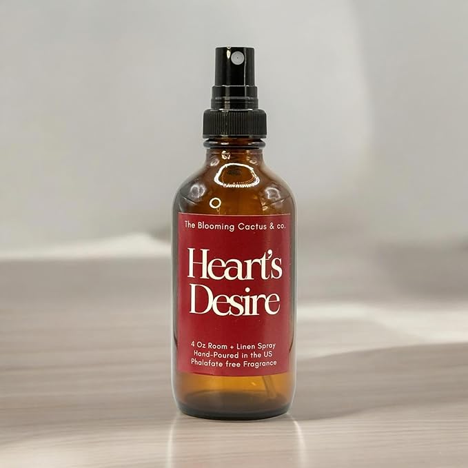 The Blooming Cactus & Co. Home | Linen | Room Spray - Air Freshener - Odor Eliminator - Car Air Freshener - Fabric Refresher - Mist Hand Poured - Made in USA – (Heart's Desire)