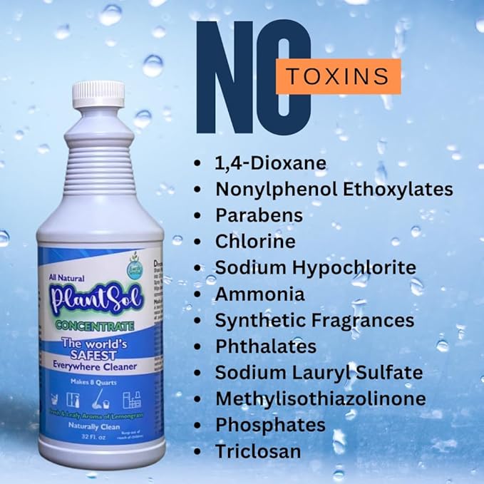 Plantsol 8X All Purpose Cleaner Concentrate, Light Citrus, 32oz Makes 8 Quarts, All-Natural, Plant-Based Multi-Surface Refill, Eco-Friendly & Non-Toxic