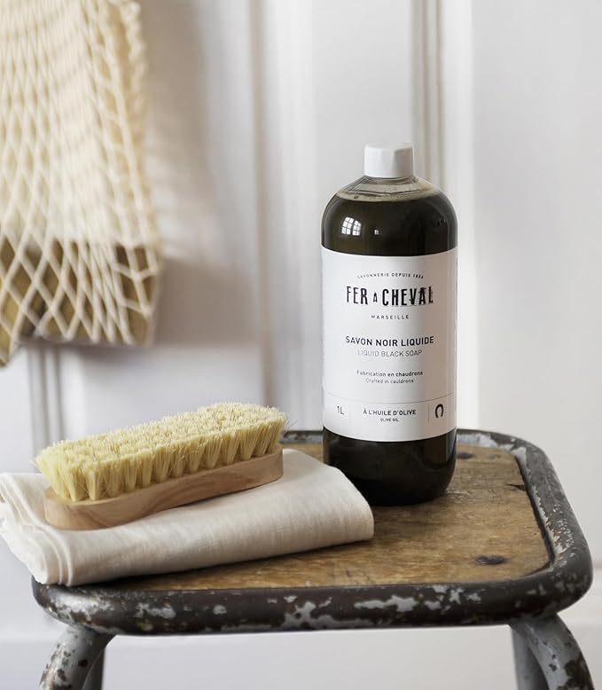 Fer à Cheval Bundles - Liquid Black Soap, Concentrated Laundry Liquid 2L/67.6oz, All-Purpose Spray Cleaner 500ml/16.9 fl oz, Stain Remover Stick with Sommières Clay