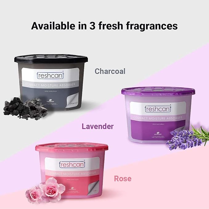 Freshcant Moisture Absorber Bundle, Room and Closet Freshener, Moisture and Odor Absorber for Home, Rooms, Basement, Garage, Prevents Musty Odor, Controls Moisture, Pack of 3, Lavender Scent