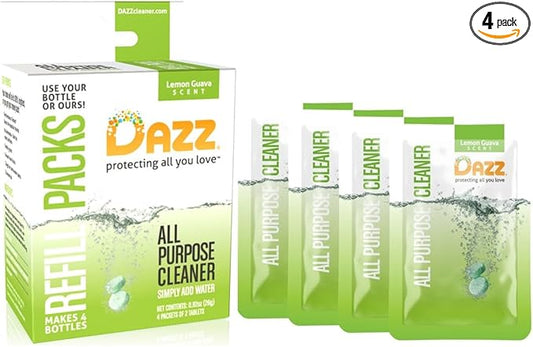 DAZZ Natural Cleaning Tablets - All Purpose Cleaner Refill Pack - Makes (4) 32oz Bottles - Just Add Water