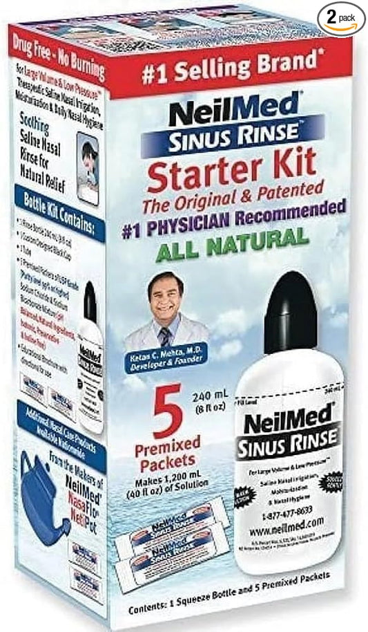 NeilMed Sinus Rinse Starter Kit, 8 Fl Oz, Pack of 2