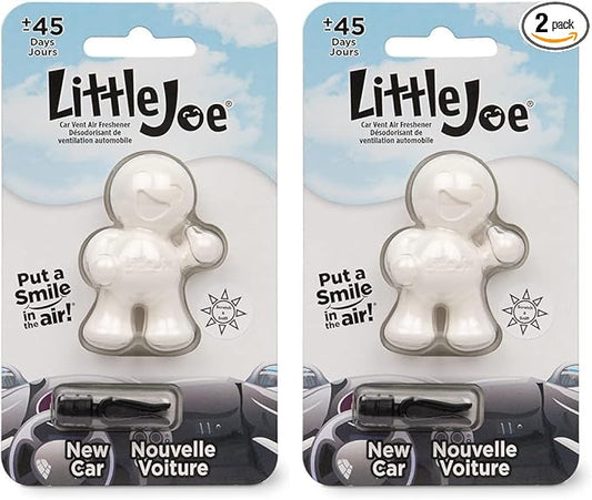 Little Joe 96401 New Car Scent Car Air Freshener Clips to A/C Air Vent Uses Alcohol-Free Fragrance Oil is Non-Hazardous and Non-Toxic Plastic, Pack of 2