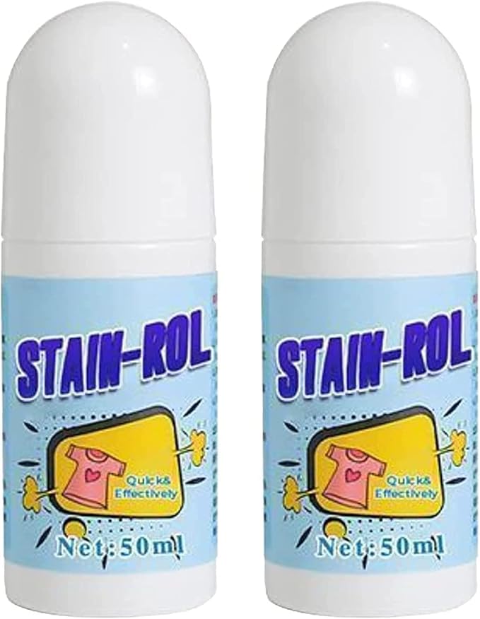 Emergency Stain Removing Pens - Portable Stain Remover,Stain Remover Pen for Clothes and Fabric,to Go Instant Stain Removal Stick, 50ml,Roll Bead Design (2pcs)