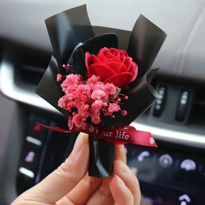 Fresh Flowers Mini Dried Flowers Bouquet for Car Air Vent Clips, Car Air Outlet Perfume Decoration Air Fresheners Interior Accessories,Automotive Air Fresheners (Pink, Random fragrance)
