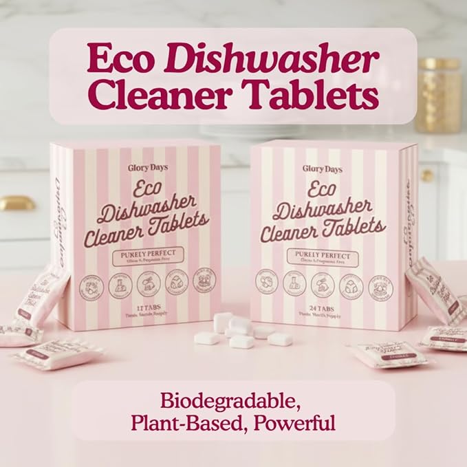 Dishwasher Cleaner And Deodorizer Tablets - Lemon Citrus Dishwasher Cleaning Tablets - Deep Cleaning Removes Limescale and Odors - Eco-friendly Dish Washer Machine Cleaner - Heavy Duty and Septic Safe
