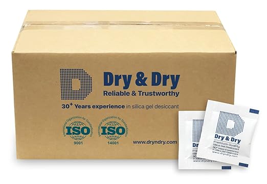 Dry & Dry 1 Gram [10000 Packets] Silica Gel Packets Desiccants, Silica Packets - Rechargeable Moisture Absorbers for Food Storage, Electronics, 3D Filament & Safes
