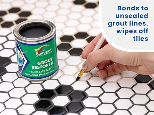 Grout Pen Paint: Waterproof Tile Paint Grout Refresh Restorer for Floor, Kitchen & Bathroom Shower Tiles - Dark Grey - Can Size for Larger Projects - 125ml (4.2oz)