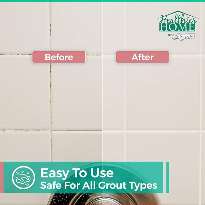 CHOMP! Best Grout Cleaner Spray: Healthier Home 4 in 1 Powerful Acid Free Professional Cleaning Formula for Grouts and Tiles. Safe for All Washable Surfaces. Bye to Dirt Grime 32oz