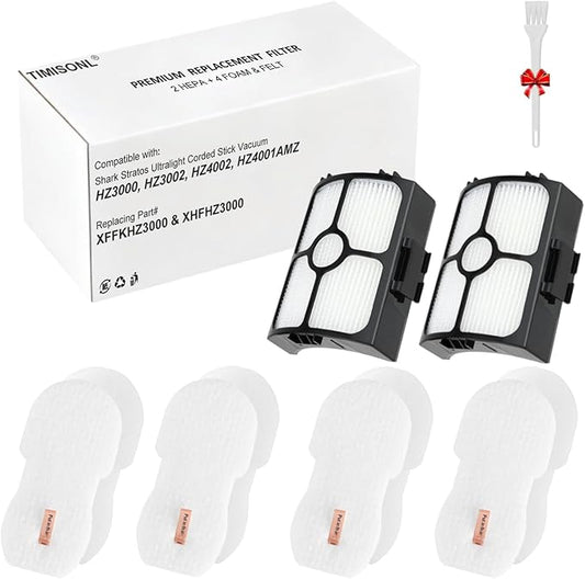 Premium Vacuum Replacement Filter for Shark: HZ3002 HZ3000 HZ4002 HZ4001AMZ – 2 HEPA + 4 Foam & Felt, Washable & Reusable, Restore Suction for Home, Pets & Allergies, Replace part XFFKHZ3000 XHFHZ3000