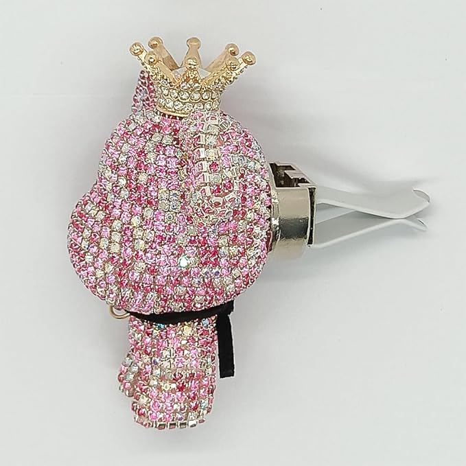 Handmade Bling Rhinestone Bear Car Air Freshener Cute Ornaments Car Vent Clips Accessories Perfume Clip Aromatherapy Diffuser Fragrance Cotton Pad Car Interior Decoratio Women Girl (AB Pink)