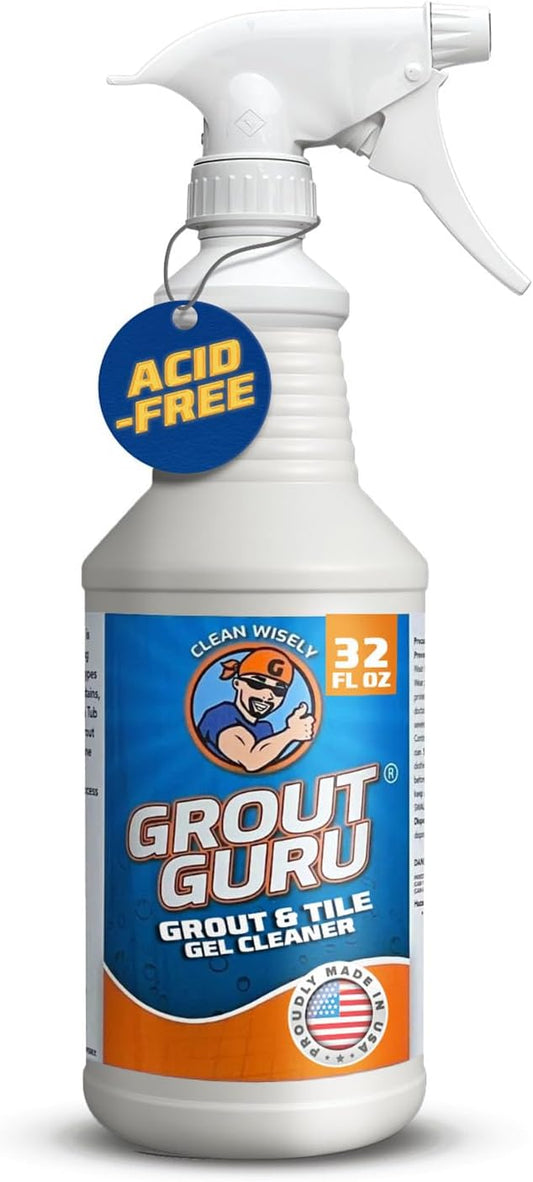 The Professional Grout Cleaner for Tile Floors, Acid-Free Floor Gel Cleaner Cleaning Solution for Tile, Marble, Porcelain & Stone, Deep-Clean Flooring Products Made in USA, Spray, 32 Oz