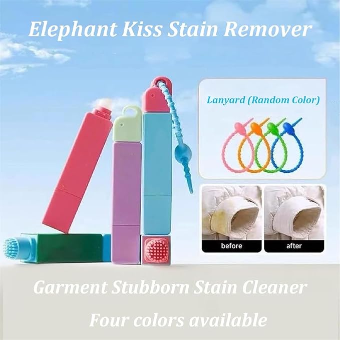 Elephant Kiss Stain Remover Pen, Elephant Kiss, 3-Second Stain Remover Pen, Double Head Instant Treater Sticks, Tackles Stubborn (2, Blue)