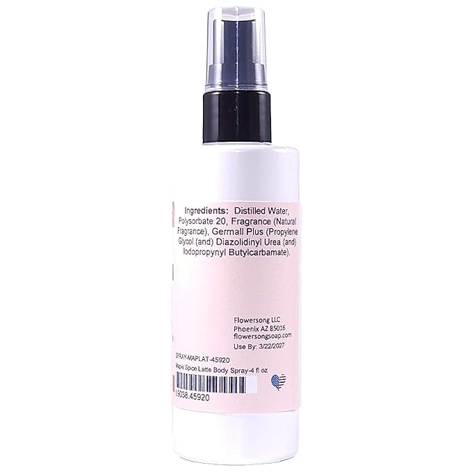 Blossom to Bath Maple Spice Latte Body Spray (4 Ounce) - Natural Fragrance - Energizes Skin with a Pumpkin Spice Latte Scent