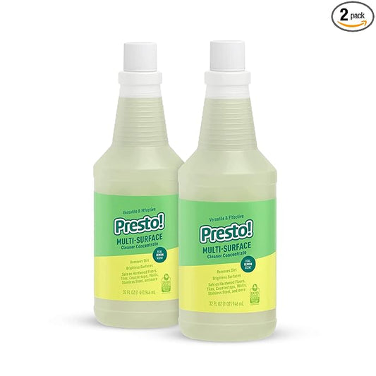 Amazon Brand - Presto! Multi-Surface Cleaner Concentrate, 2X Concentrated Formula, Lemon Scent, Streak-Free All Purpose Cleaner for Hardwood Floors, Tile, Countertops, 32 fl oz, 2-Pack