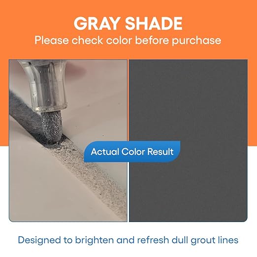 Gray Grout Paint Pen Tile Grout Colorant & Sealer Marker, Quick-Dry, Ideal for Bathroom, Shower, Kitchen Tiles Restores Grout Lines, 3 Adjustable Tips (2-3 mm) 2 Pack