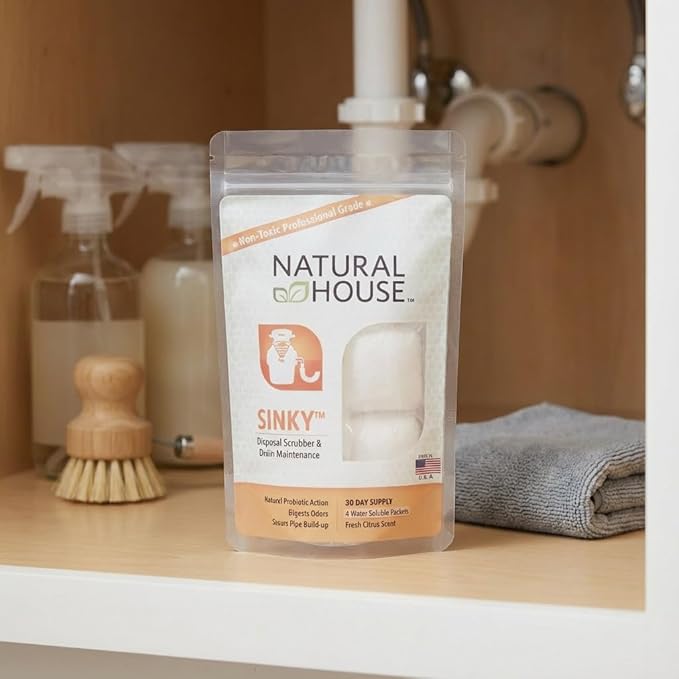 Natural House Sinky - Probiotic Garbage Disposal & Drain Cleaner Pods - Breaks Down Grease - Citrus Scent - Septic Safe - 60 Count