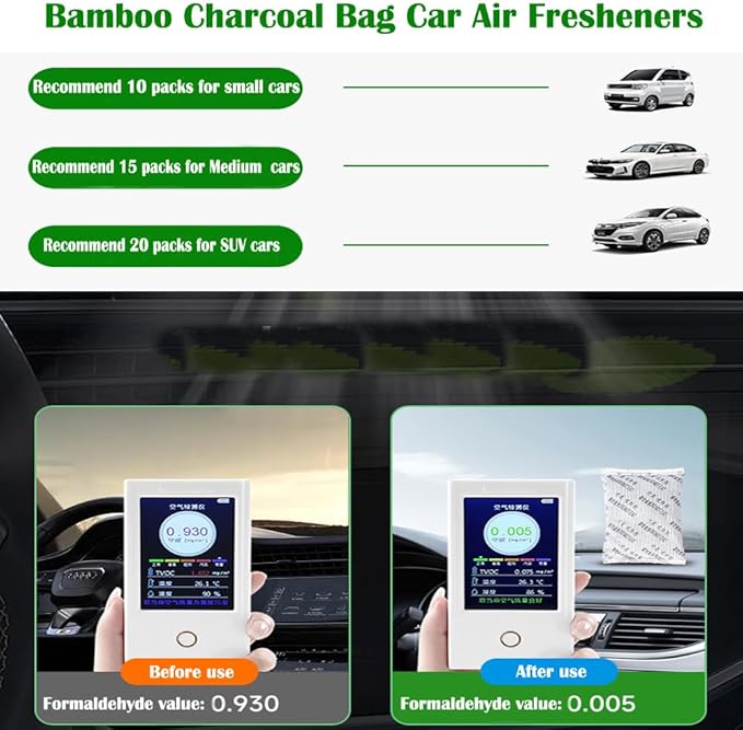 30Pack Activated Bamboo Charcoal Odor Absorber Air Purifying Bag for Home or Cars Odor Eliminator; Car Air Freshener; 10g/Pack Natural Air Freshener for Home,Car,Closet,Basement,Pets