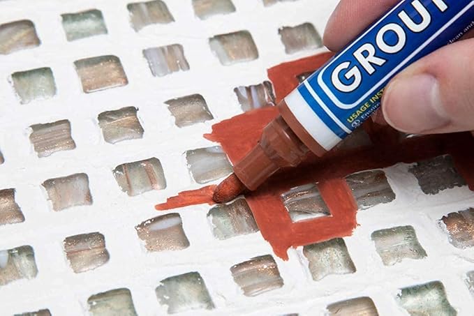 Grout Pen Tile Paint Marker: Terracotta Narrow 5mm with 5 Pack Replacement Tips - Waterproof Grout Colorant and Sealer Pen to Renew, Repair, and Refresh Tile Grout - Cleaner Coating Stain Pens