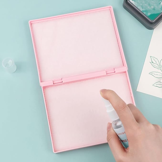 Briartw Stamp Cleaning Kit:Pink Stamp Scrubber & All-Purpose Stamp Cleaner Spray | Dual-Sided Cleaning Pad for Rubber, Clear, Cling & Foam Stamps | Complete Care for Water-Based & Permanent Inks