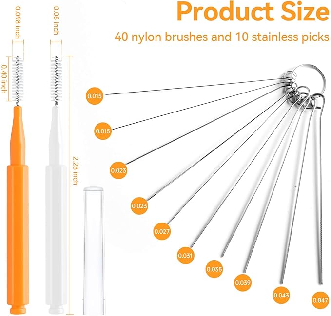 50PCS Shower Head Cleaning Brush, Shower Head Cleaner Tool for Showerhead Small Hole Nozzle, Anti-Clogging Multifunctional Crevice Cleaning Brush with Protective Cover & Storage Boxes(Orange, White)